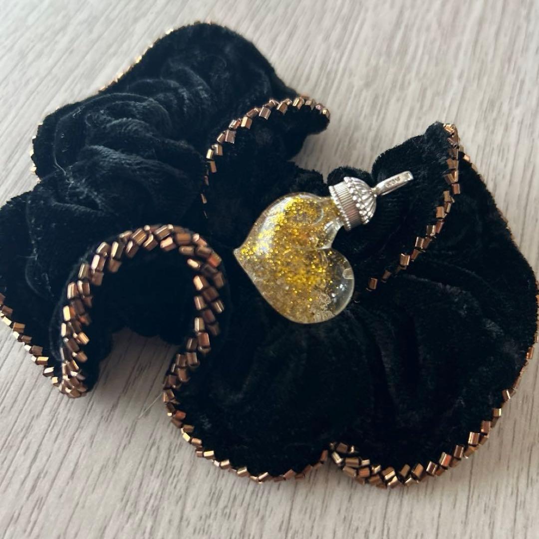 【2カラットダイヤ&金粉入】ガラス製 シルバーペンダントヘッド　チャーム