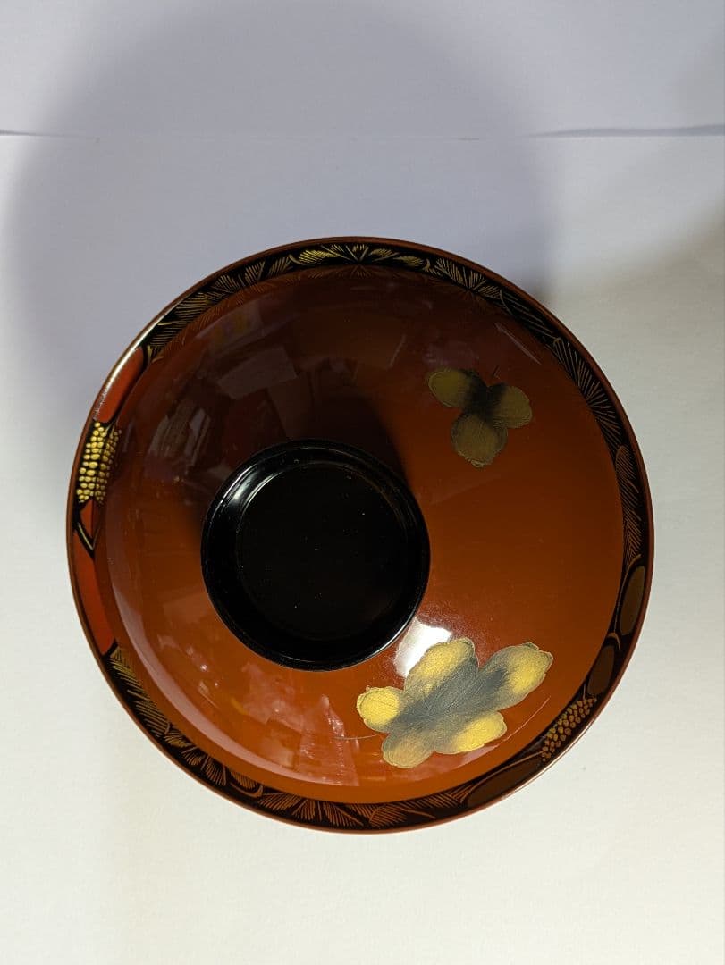 特選、輪島塗、蒔絵金彩細工、沈金菊模様、木製、蓋付椀、吸物椀、10客、保管箱付