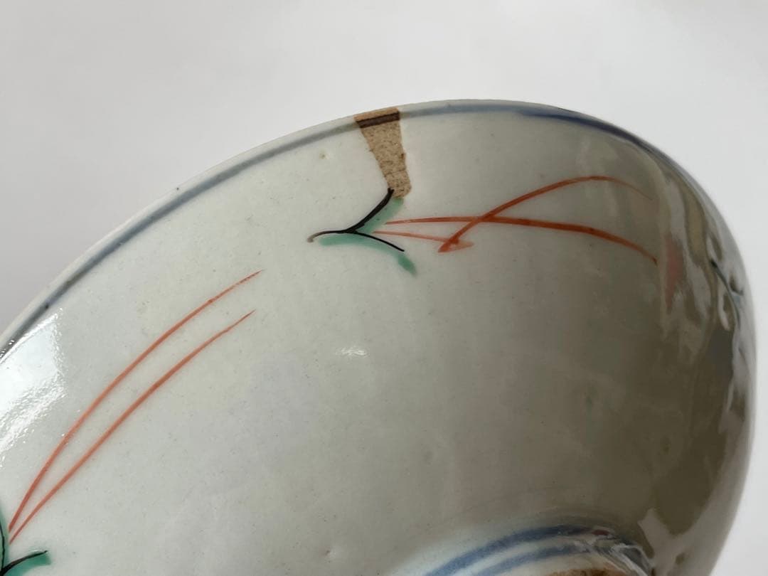 骨董 アンティーク 古九谷 色絵古九谷 鳳凰図 小碗 小皿 向付 金継ぎ