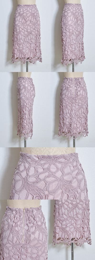 トッコクローゼットリュクス リボンレースタイトスカート 膝丈 3色セット