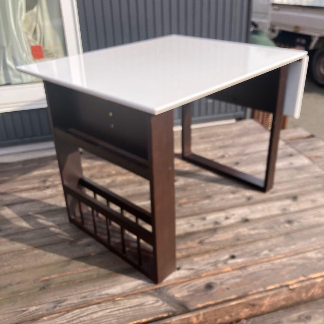 北欧レトロ ニトリ オープンシェルフ付きバタフライテーブル ダイニングテーブル