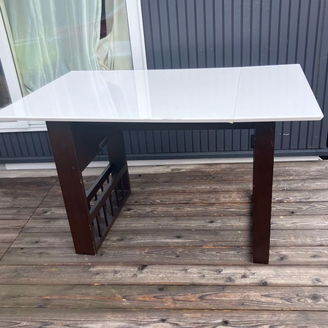 北欧レトロ ニトリ オープンシェルフ付きバタフライテーブル ダイニングテーブル