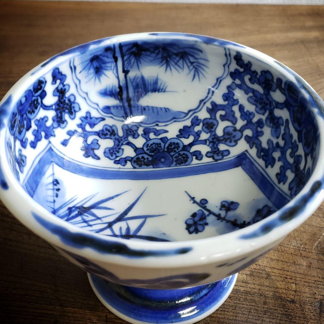 盃洗 江戸 鉄線唐草 花唐草 梅 四角窓 竹 草花 希少 だまし絵 古