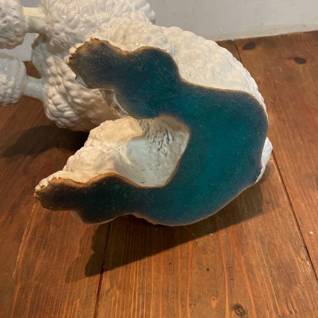 美品 陶器 プードル 置物 オブジェ 大きめ リアル 表情豊かな ヴィンテージ