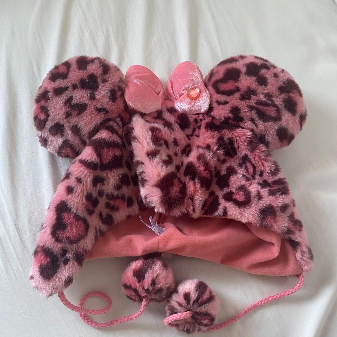 2025 ディズニー ファンキャップ ヒョウ柄 ピンク レオパード ミニー