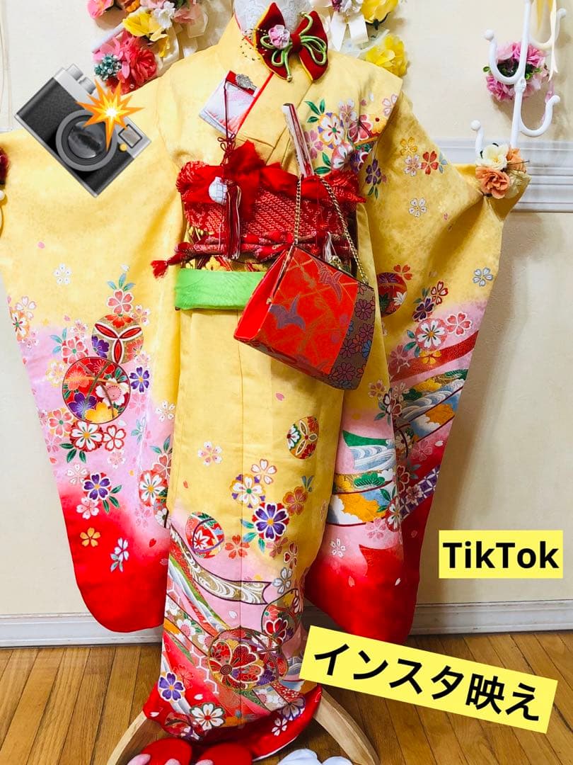 七五三七歳‼️完全フルセット⭐︎手毬花々熨斗柄金彩、刺繍煌びやか極めてる逸品