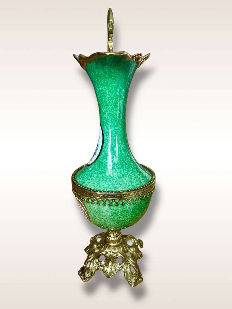 Bronpor スペイン製 デコラティブ花瓶風 ブロンズ装飾 グリーン - 工芸