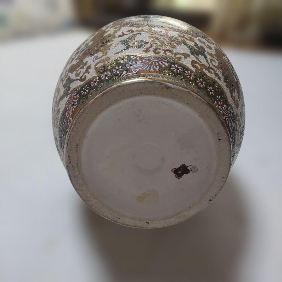 金彩武士絵付陶器花瓶 薩摩焼風 花瓶 明治期風 高さ46cm 伝統工芸