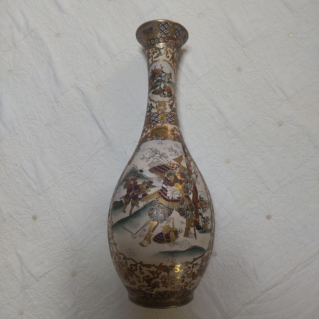 金彩武士絵付陶器花瓶　薩摩焼風 花瓶 明治期風 高さ46cm 伝統工芸 金彩武士絵付陶器花瓶 薩摩焼風 花瓶 明治期風 高さ46cm 伝統工芸
