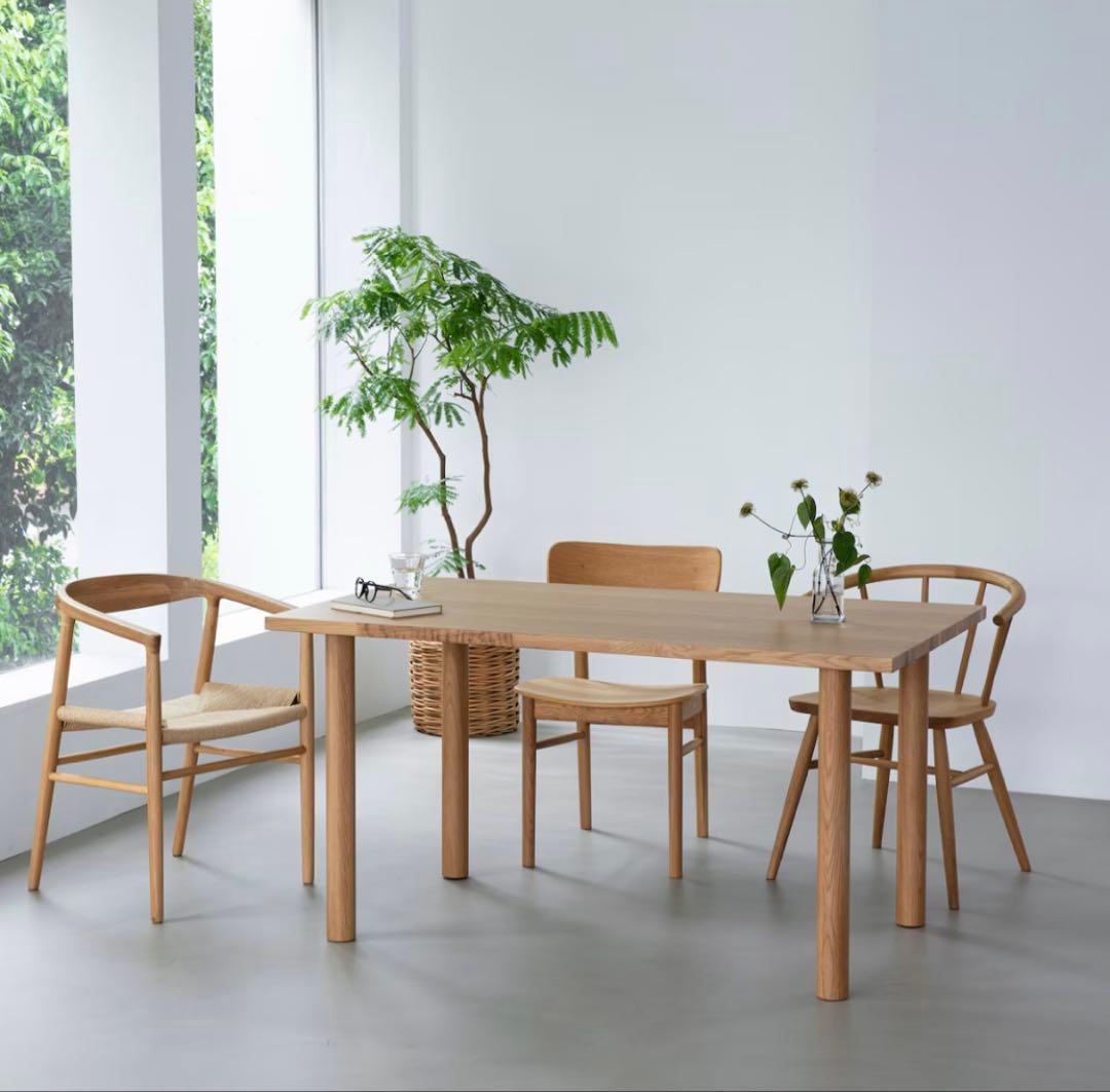 【廃盤希少】無印良品 オーク材 板と脚でできた木製テーブル 140×80cm