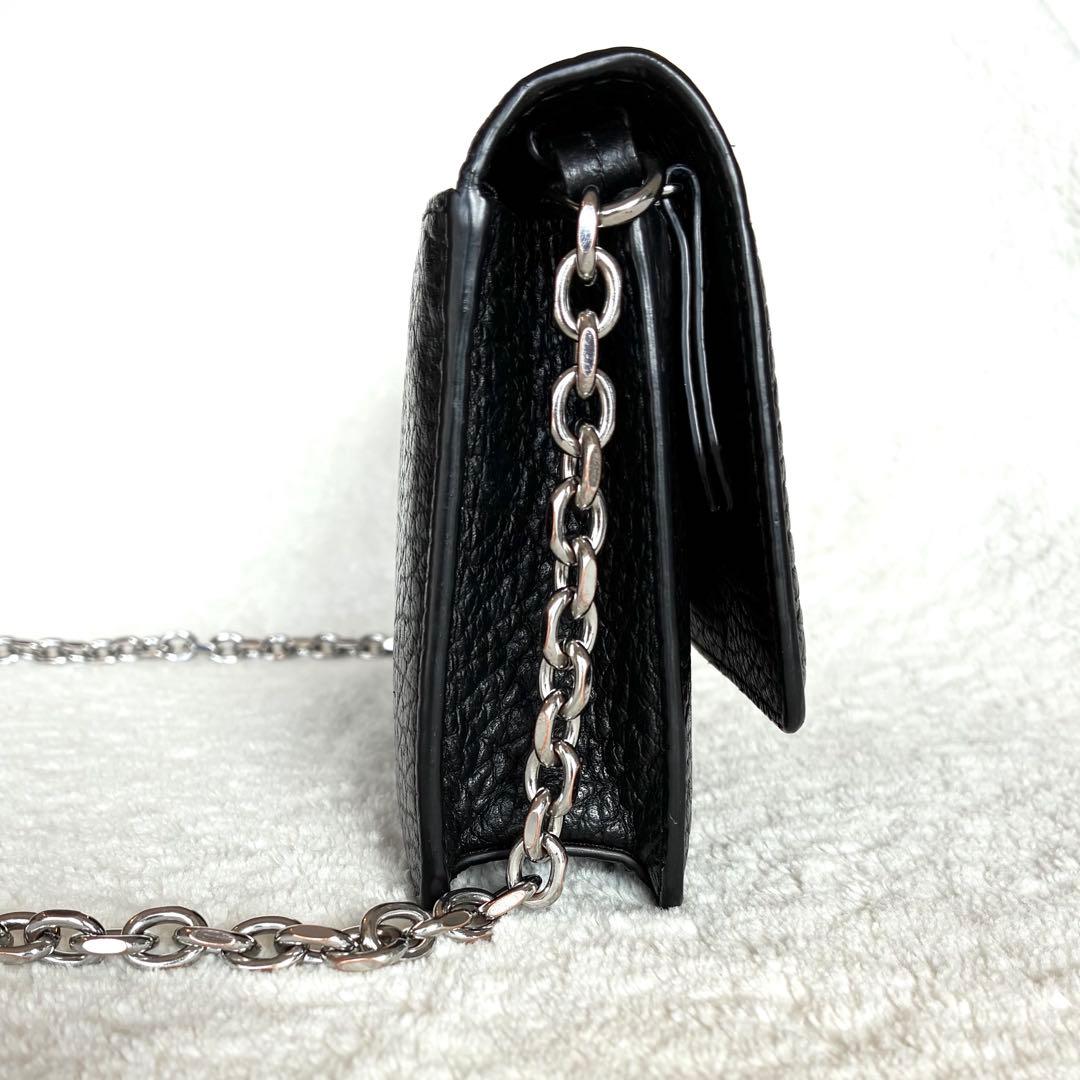 【美品】メゾンマルジェラ チェーンショルダーウォレット 4ステッチ フラップ