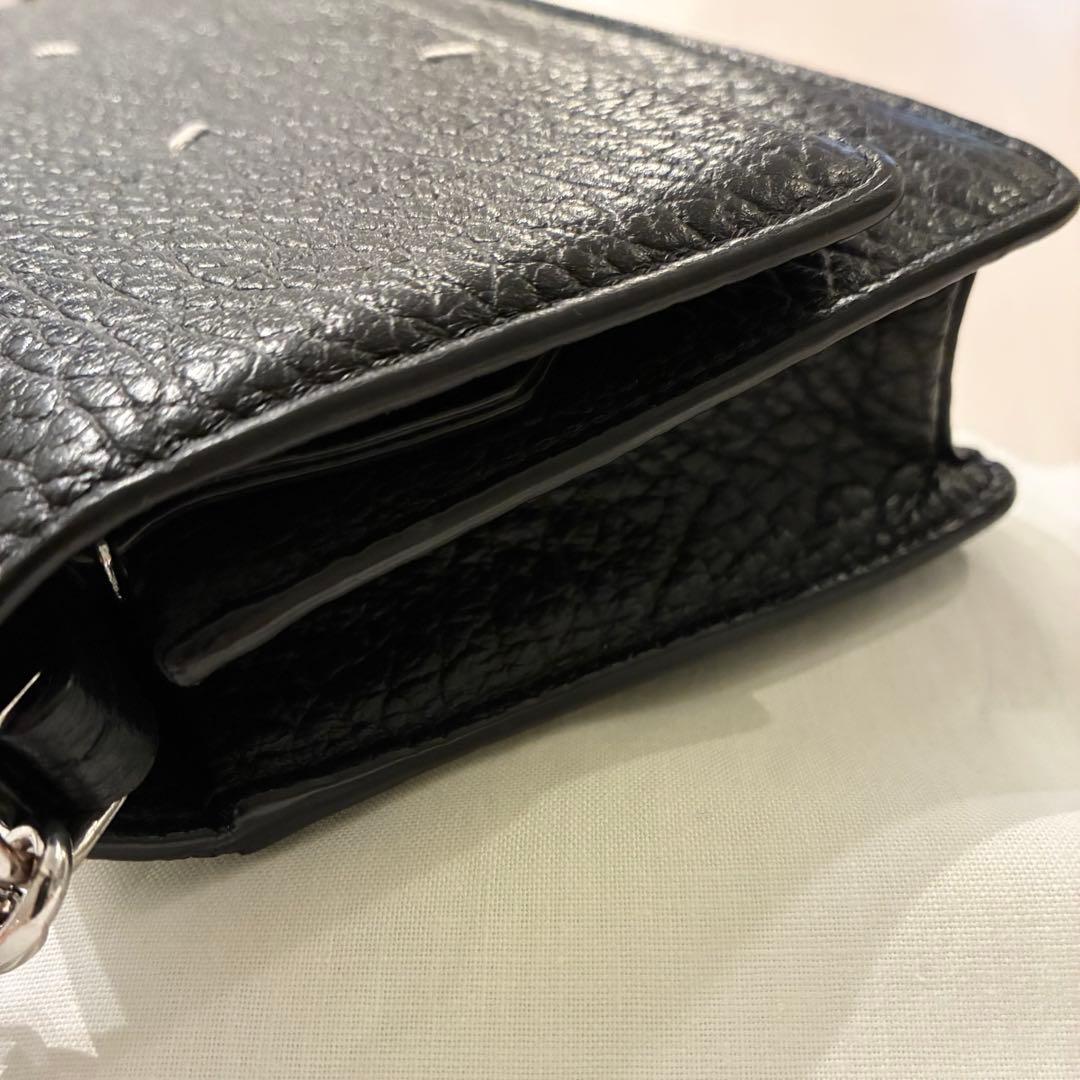 【美品】メゾンマルジェラ チェーンショルダーウォレット 4ステッチ フラップ