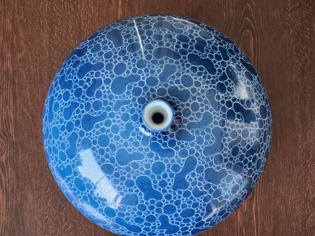 有田焼 松尾博之 博泉窯 墨はじき 花瓶 青 ろくろの名工 白磁 フラワー