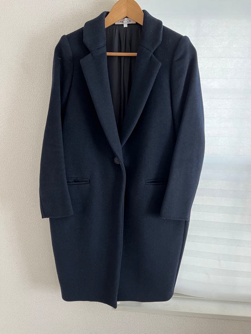 enfold チェスターコート ネイビー×ブルー 36サイズ