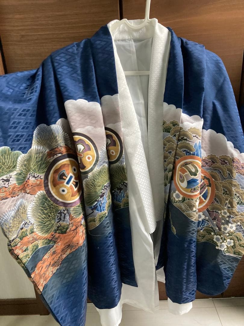 七五三、5歳男児10点フルセット 中古品 紺色 鷲