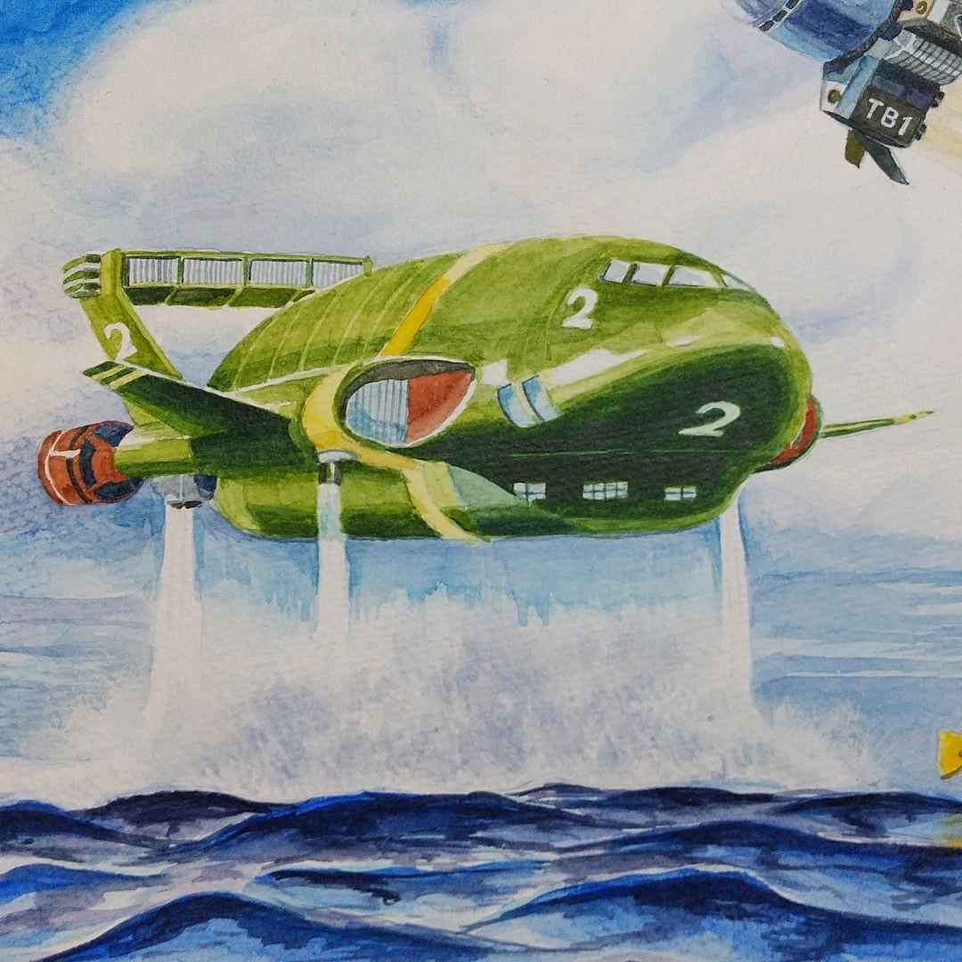 水彩画肉筆 サンダーバード