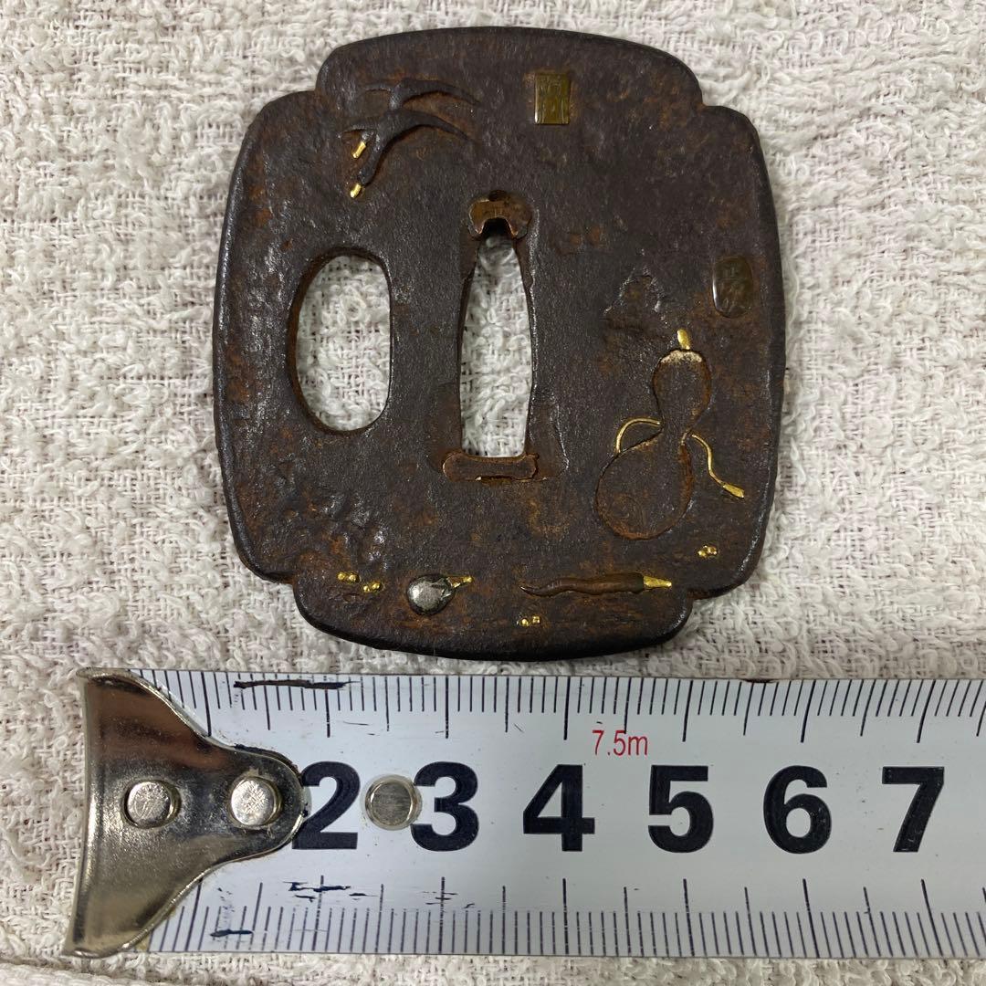 B-61 鍔　三名合作　在銘　武具　刀装具　日本　骨董品　時代物　美術品　工芸品