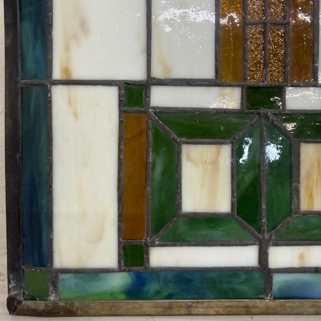 特大 62cm ステンドグラス パネル フランク・ロイド・ライト風 幾何学