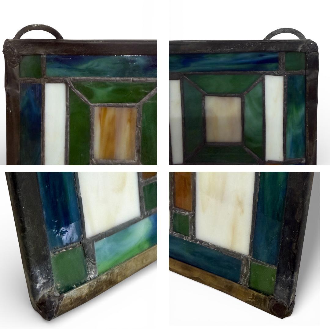 特大 62cm ステンドグラス パネル フランク・ロイド・ライト風 幾何学