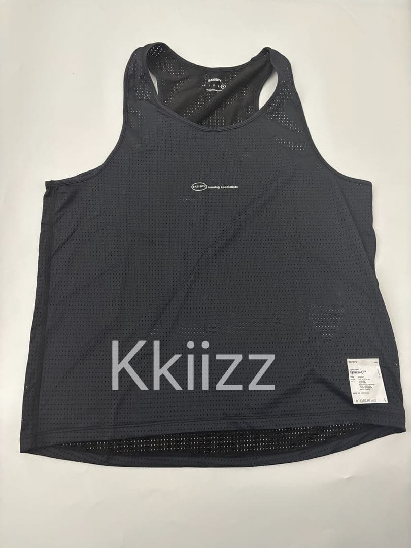 SATISFY ブラック タンクトップ ノースリーブ Satisfy running