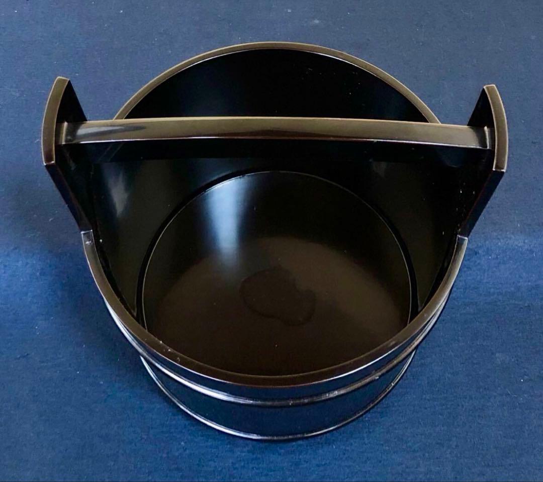 祖」黒真塗 手桶水指 塗師 川瀬 表完 木製漆器 共箱 (台