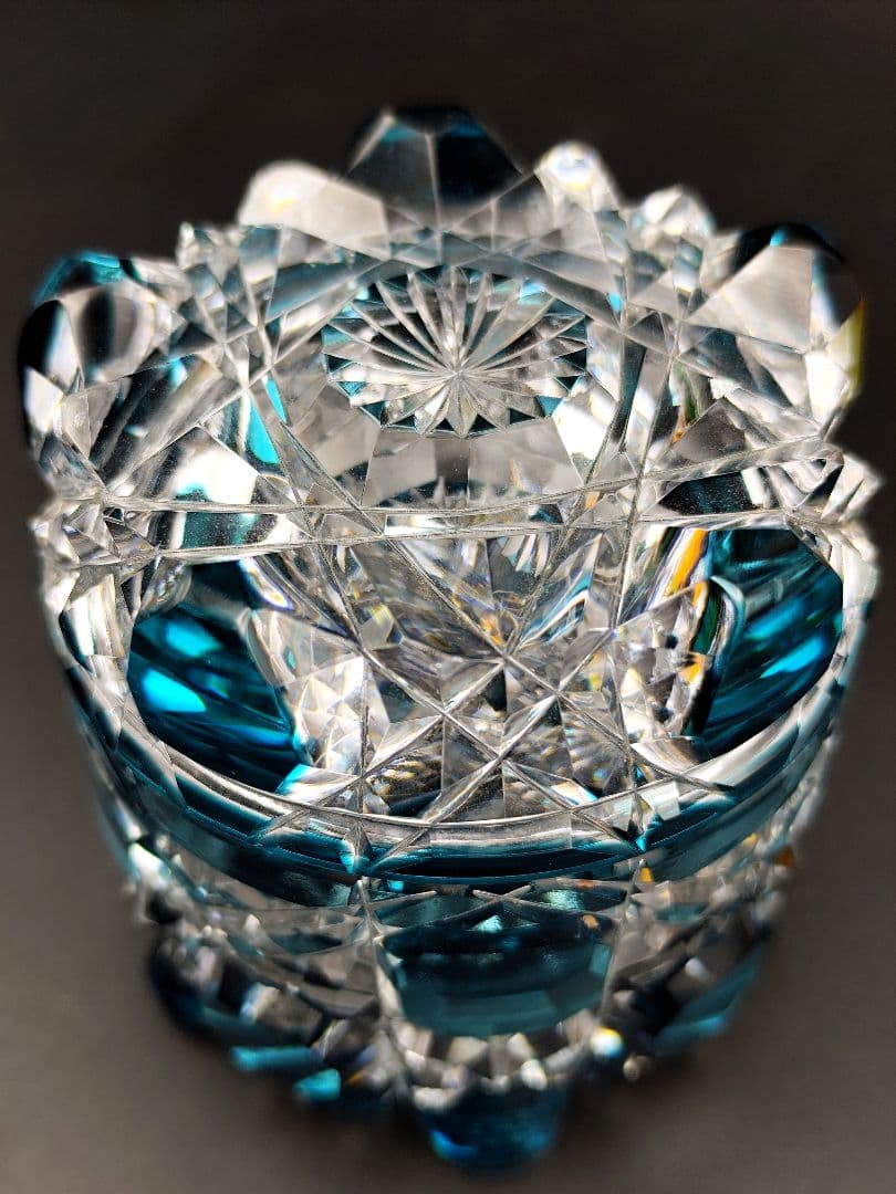 超希少品☆黒川昭男 江戸切子 棗 蓋物 茶道具 （切子、江戸切子、薩摩