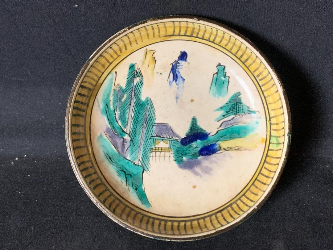 古九谷 青手 色絵 山水図 小皿5客 江戸後期 九谷焼 875 - メルカリ 青