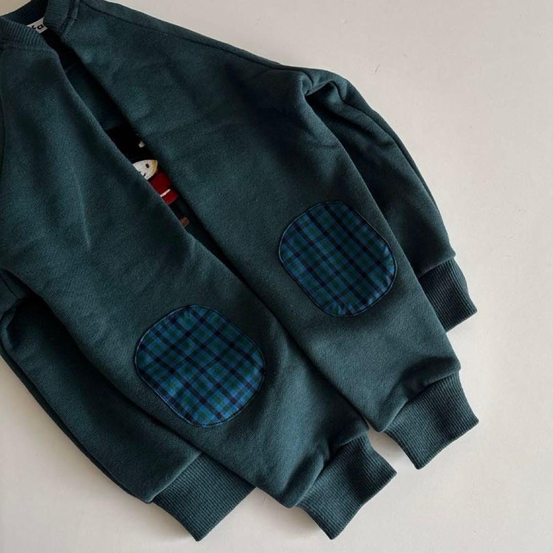 ファミリア　長袖　トレーナー　ファミちゃん　兵隊　肘　チェック　男の子　秋　冬