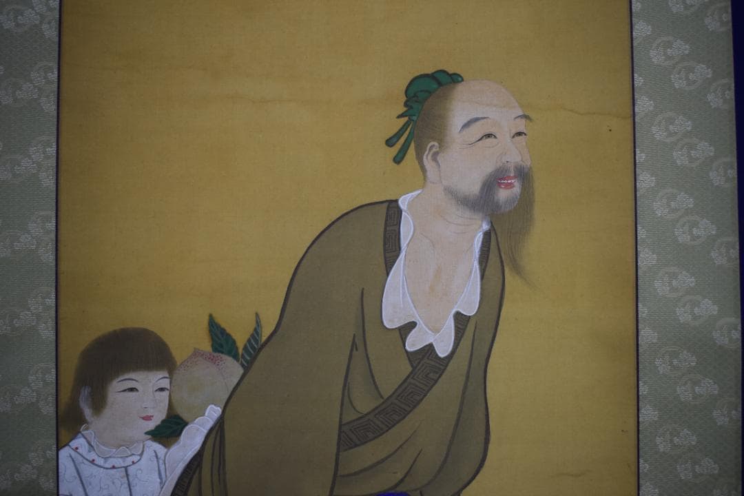 真作】三笠華山/桃仙人図/掛軸☆宝船☆Z-589