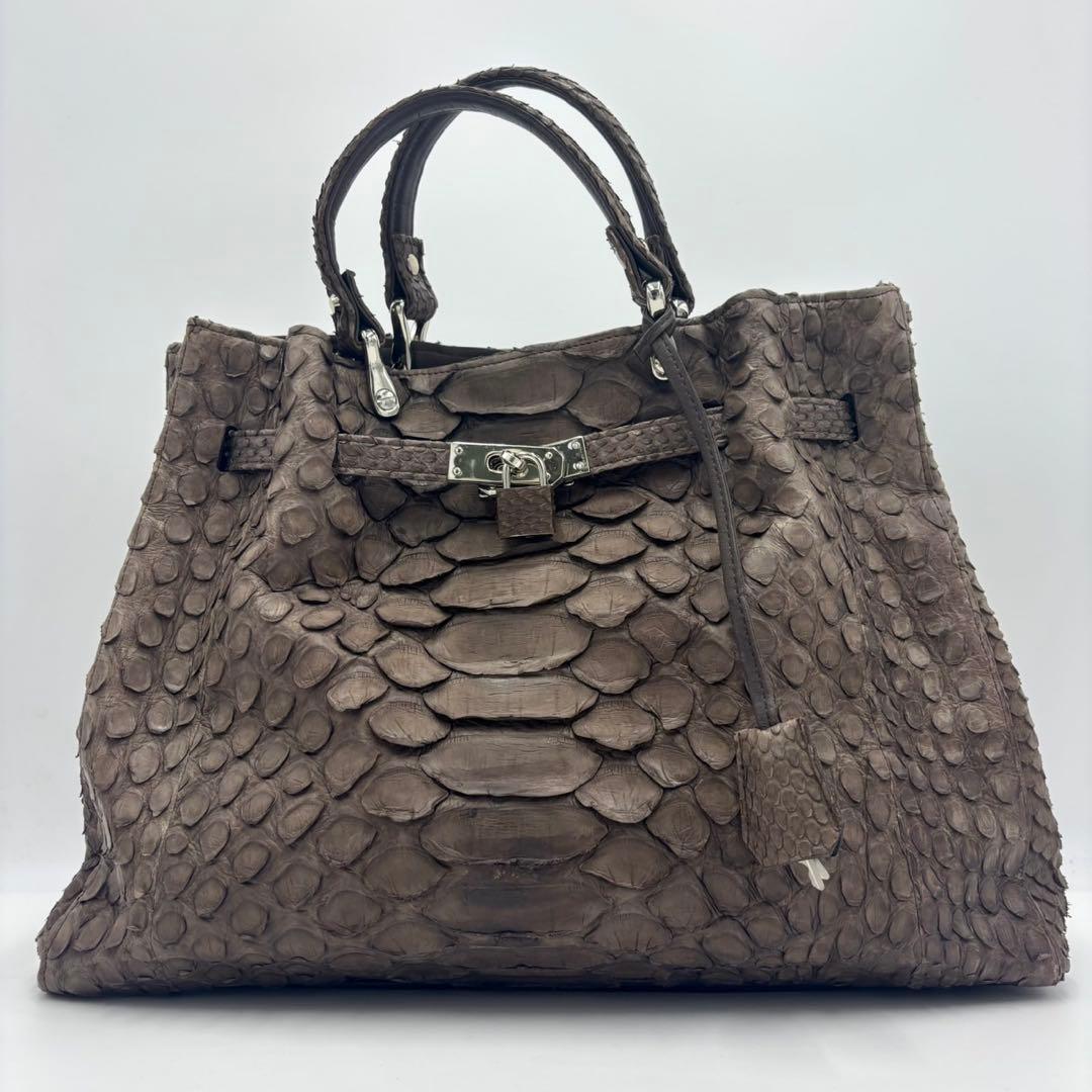 【美品】SUN REMY サンレミー パイソンレザー 錠付き ハンドバッグ