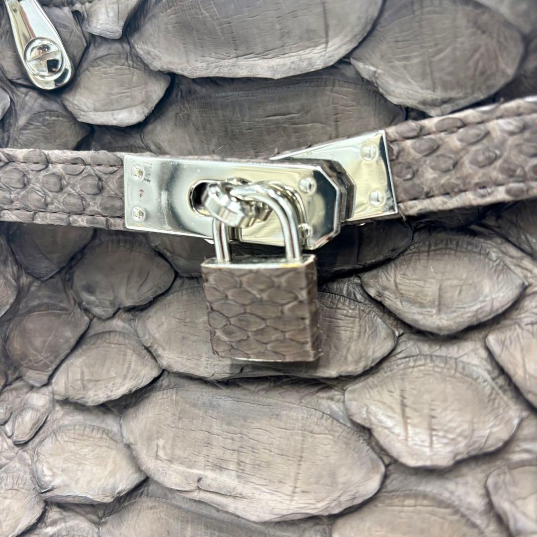 【美品】SUN REMY サンレミー パイソンレザー 錠付き ハンドバッグ