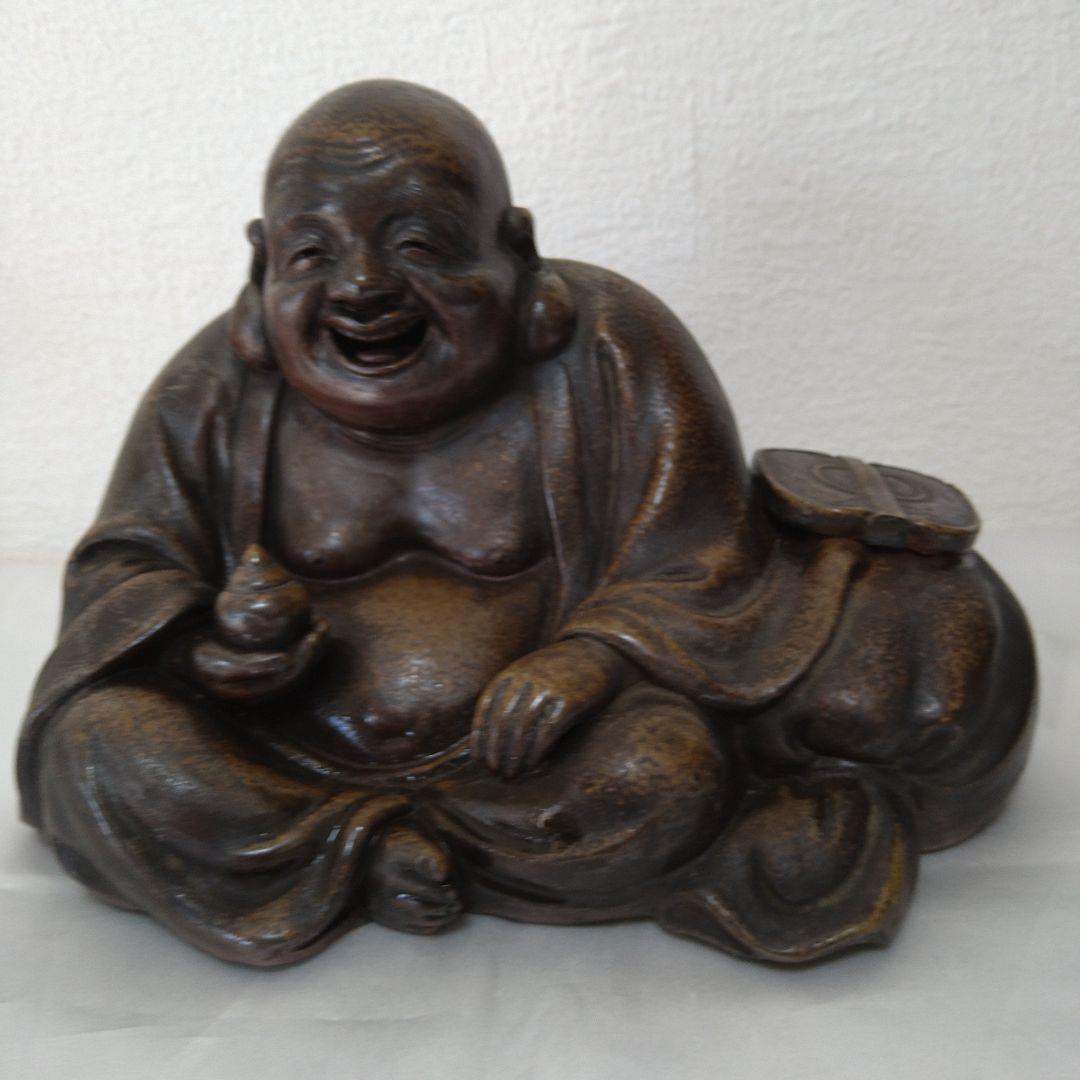 古備前 七福神 座布袋尊 置物 備前焼 骨董 布袋様縁起物 - メルカリ
