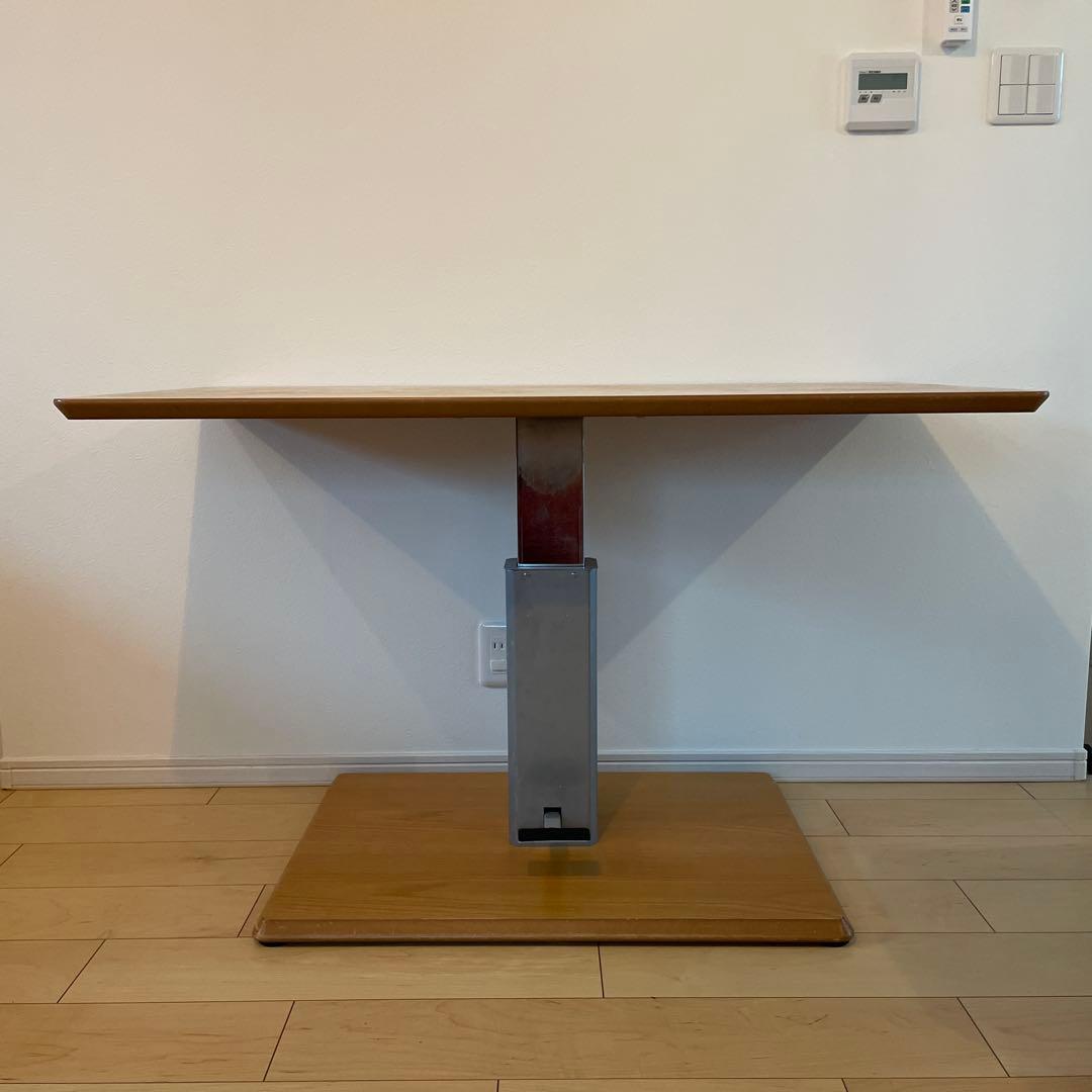 ディノス　移動がしやすいキャスター付き昇降テーブル　ナチュラル