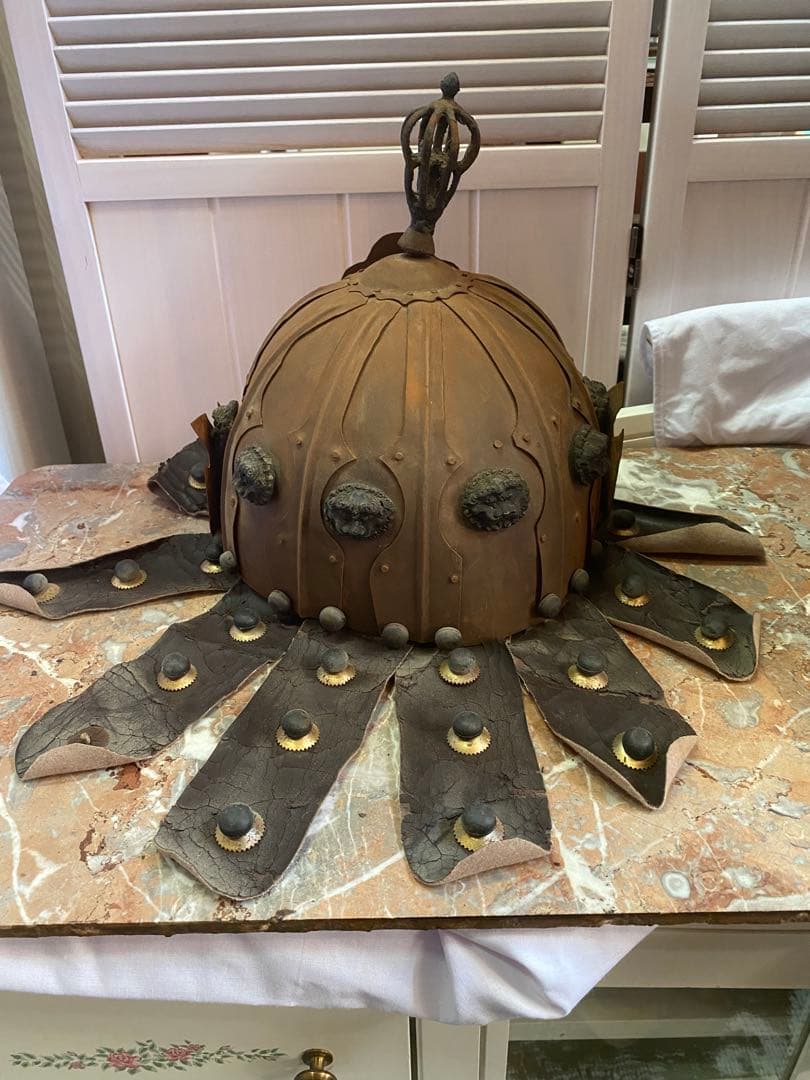 鳳羽兜♦️入手困難 中国歴史アンティーク 獅子型金具 中国武具２点セット♦️送料込