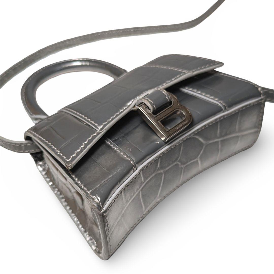 BALENCIAGA アワーグラス　ミニ　クロコ　ミニショルダーバッグ