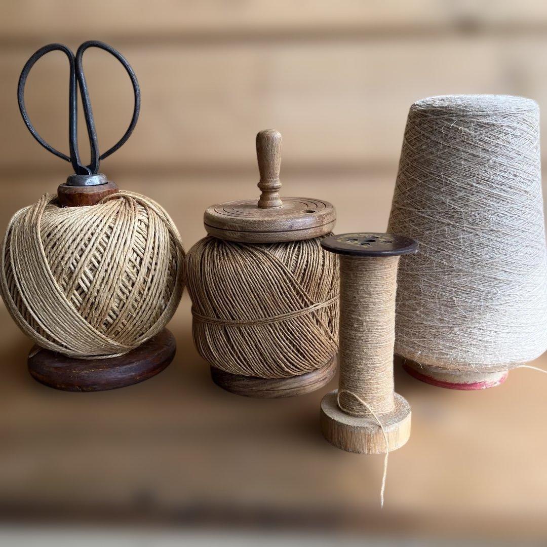 ストリングタイディ ハサミ 麻紐 ブロカント 糸巻き アンティーク