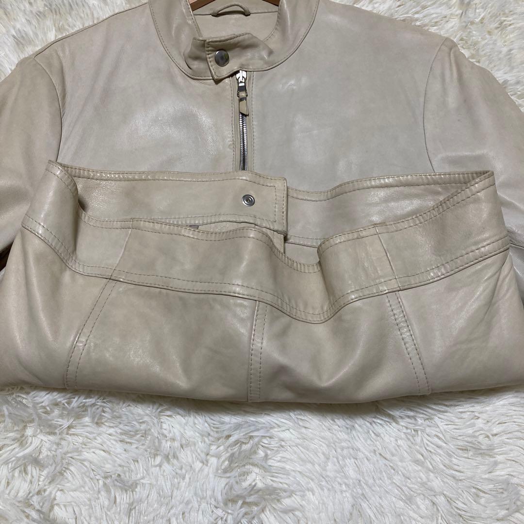 エンメティ シングルライダースアンドレアラムレザーアイボリー48