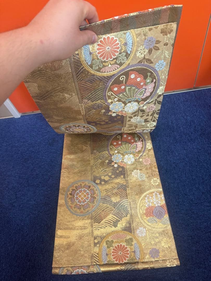 2694袋帯 古代彫金紋 西陣織 金糸 高級上質上品 約440cm 未使用