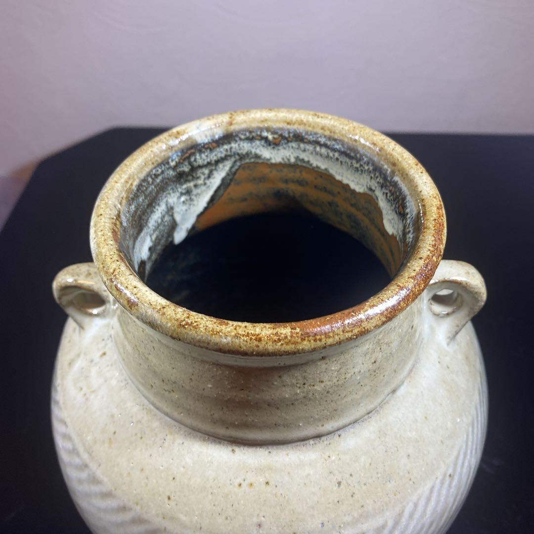 良い 真作 人間国宝 島岡達三作 象嵌壺 共箱 高さ約24センチ 真作 人間