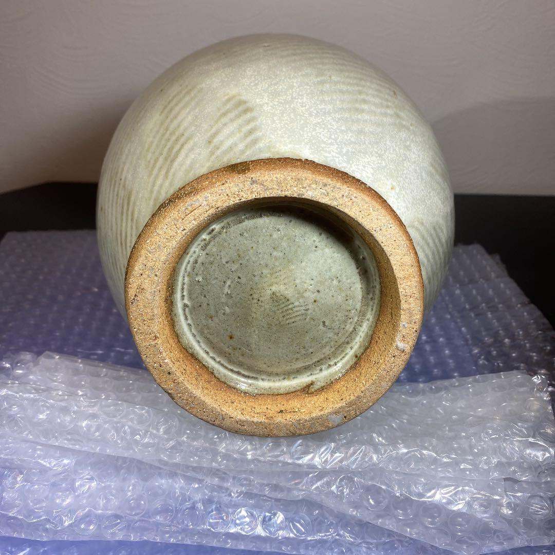 良い 真作 人間国宝 島岡達三作 象嵌壺 共箱 高さ約24センチ 真作 人間