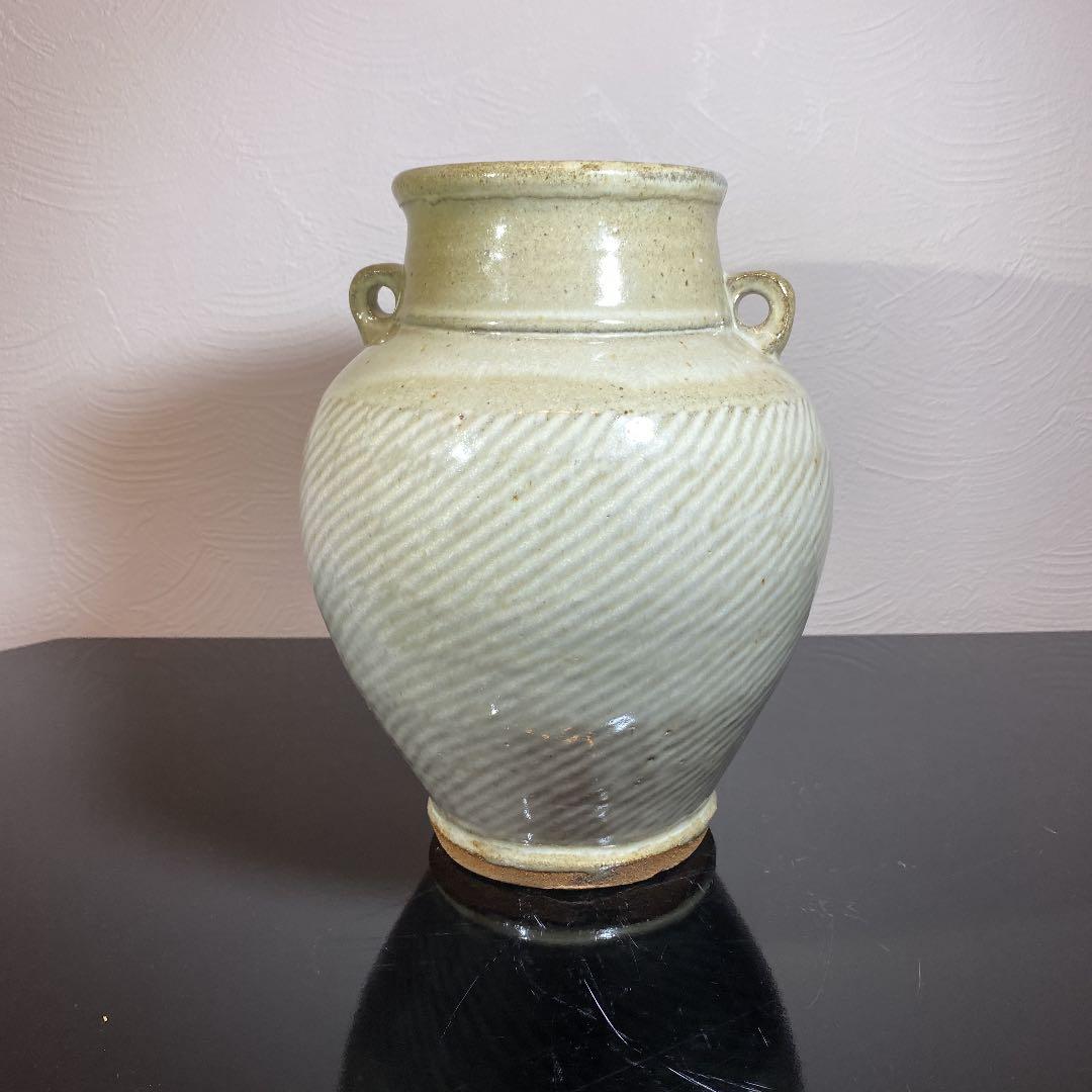 良い 真作 人間国宝 島岡達三作 象嵌壺 共箱 高さ約24センチ 真作 人間