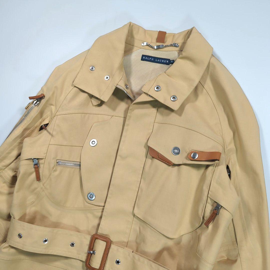 美品.ラルフローレン サファリジャケット 牛革レザー ベージュ ベルト付き