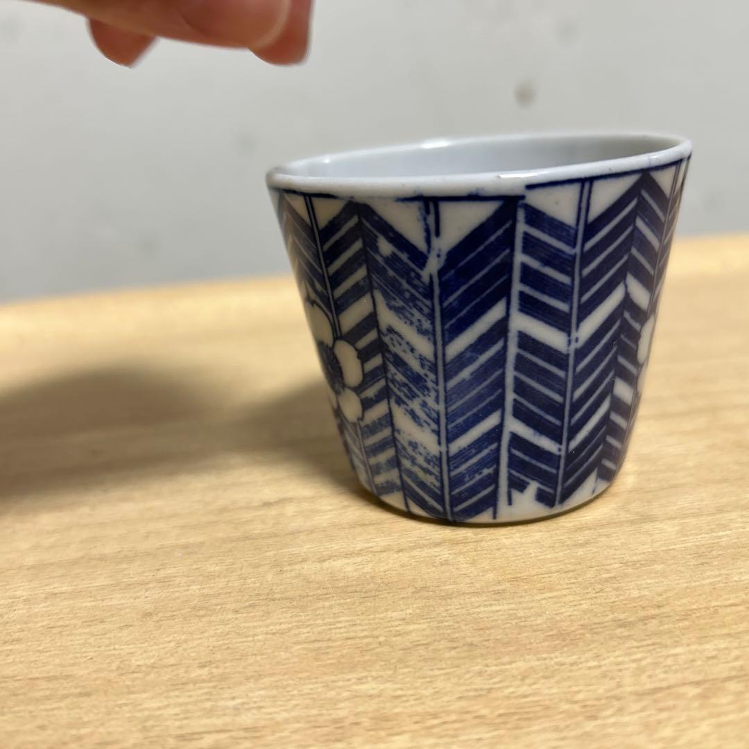 古伊万里　印判手矢羽文染付蕎麦猪口