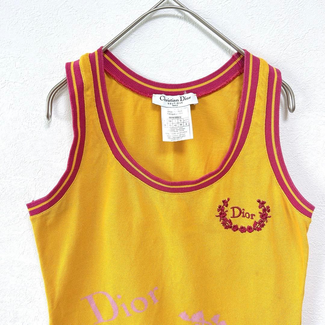 クリスチャンディオール タンクトップ ノースリーブ イタリア製 コットン100%