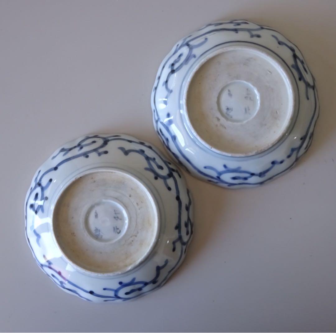 江戸時代 後期 古伊万里 松竹梅 蛸唐草文 膾皿 2客 なます皿 向付 取皿