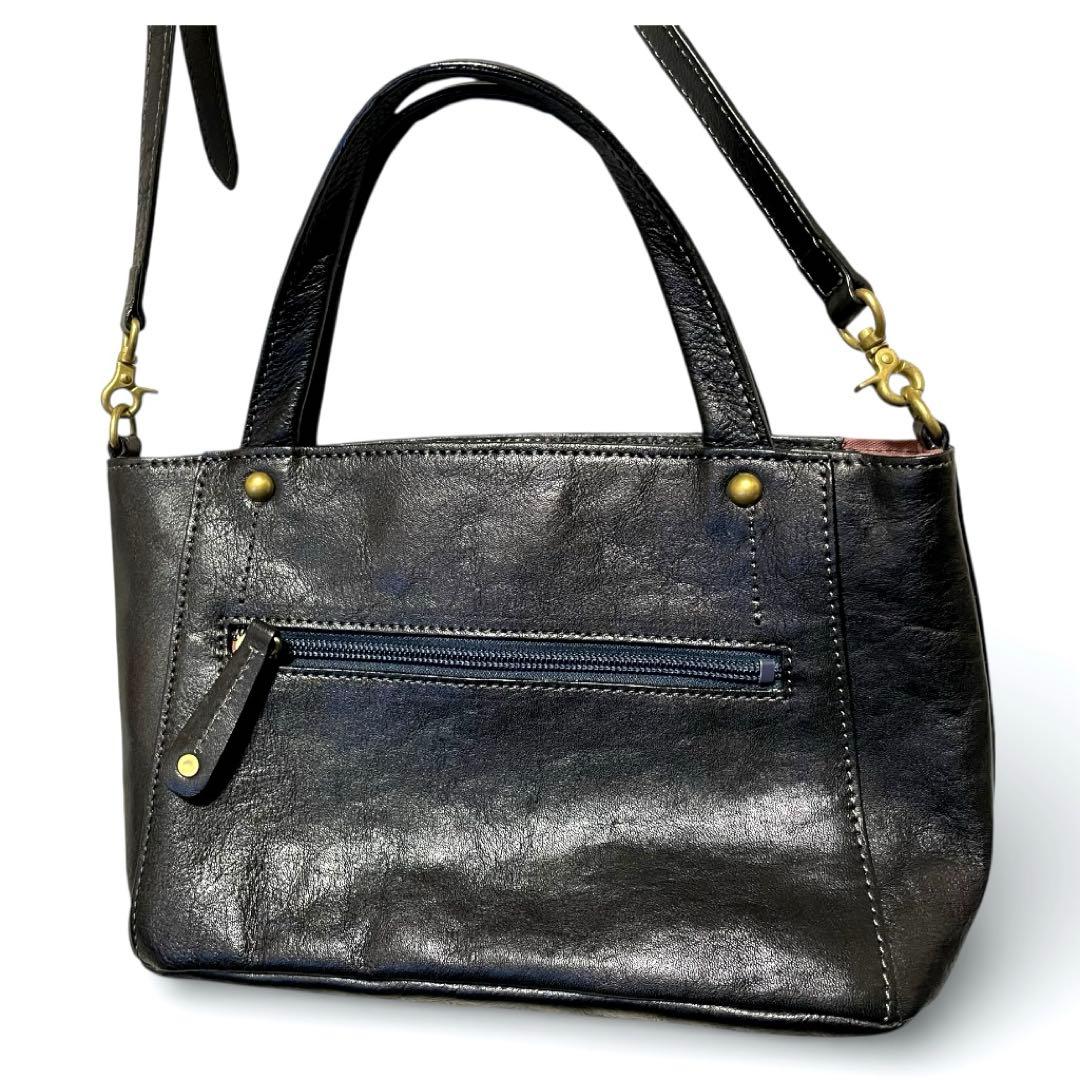 美品！ ダコタ キューブ 2WAYショルダーバッグ ブラック レザー 本革