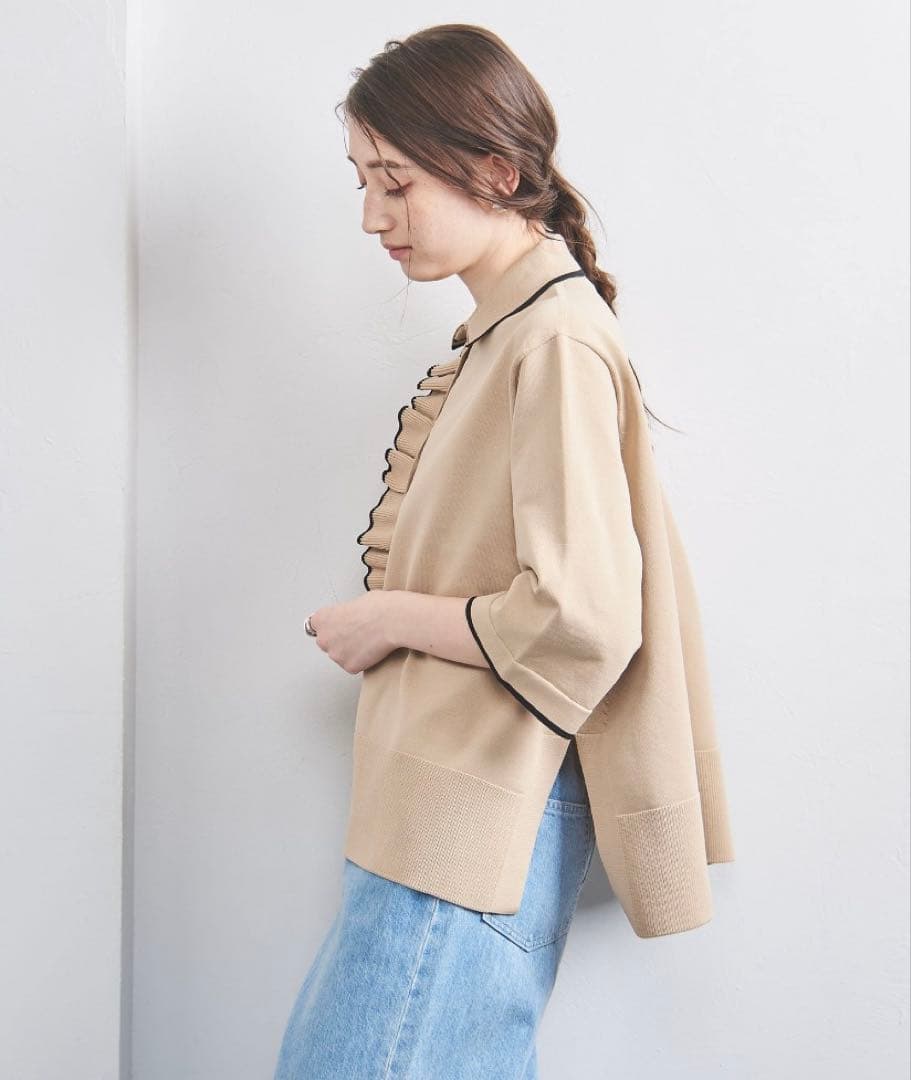 新品未使用品UNITED ARROWSミニマル フリルポロニット