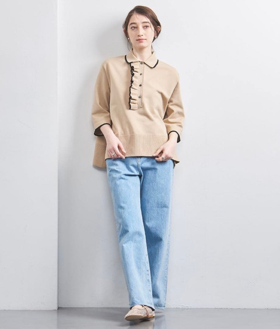 新品未使用品UNITED ARROWSミニマル フリルポロニット