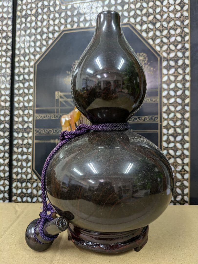 骨董品　瓢箪　黒壇 楽天市場】サイズ別10/15/20/26/30/40/50CM 瓢箪 木彫り 彫刻 瓢 置物