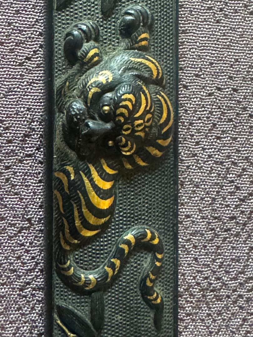 江户金工 小柄「竹虎図」